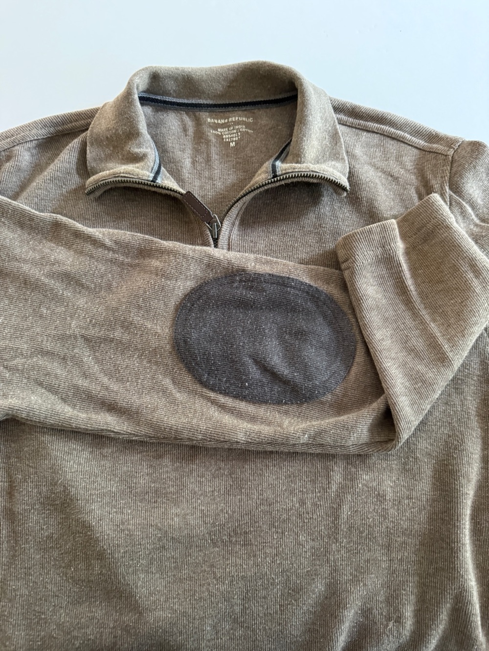 Banana Republic 100% Cotton Quarter-Zip Sweater | Men’s Medium | Elbow Patches - Picture 6 of 9